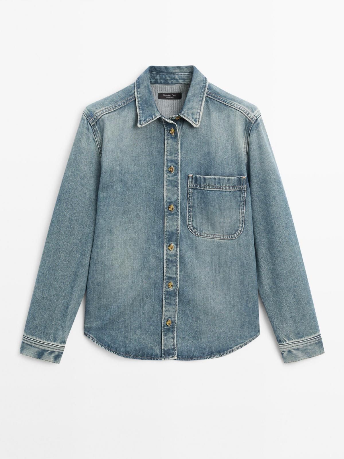 마시모두띠 오버핏 와이드 포켓 데님 셔츠 5128/628 LIGHT BLUE - 상품 이미지