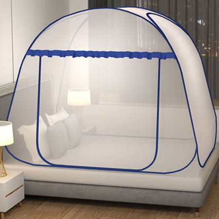 원터치 모기장 120x200cm 블루 캠핑용 미세 침대용 폴더 접이식