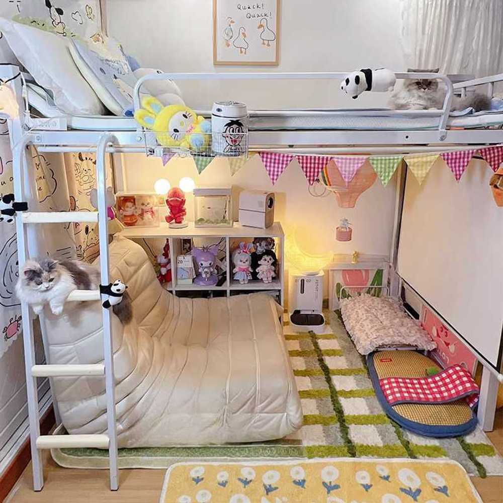 좌식형 벙커 침대 낮은 구조 안전 사다리 원룸용 침대 1mm + 900x2000mm - 상세 이미지 2
