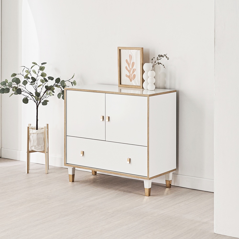 아넬르 베란다 수납장 침대옆 옷 다용도실 수납장 800x400x757, 2단, 오크화이트 - 상세 이미지 2