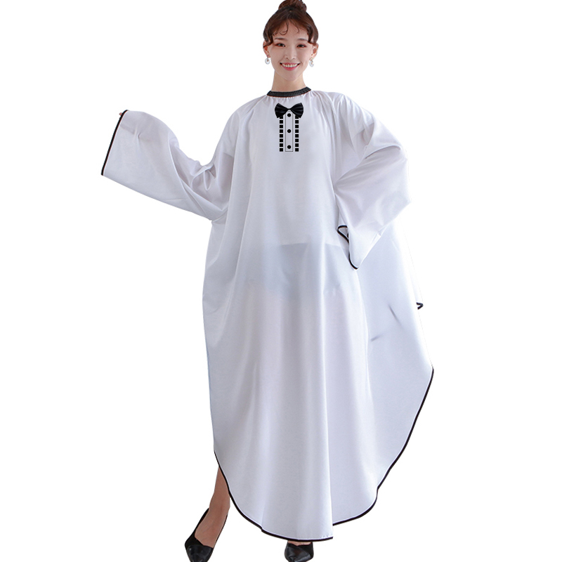 소매 미용실 커트보 가운 헤어샵 파마 컷트보 업소용 매끄러운 프리사이즈 요들 부드러운 보타이 화이트 포함 - 상품 이미지