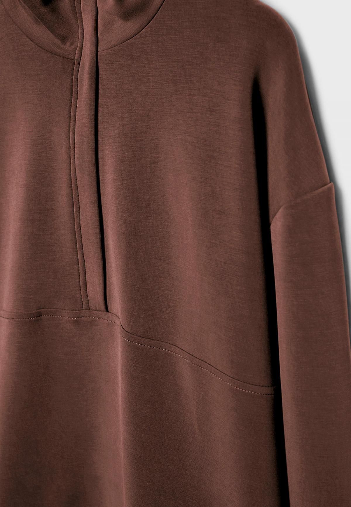 스트라디바리우스 SOFT 터치 하이넥 집업 맨투맨 8728/276 BROWN - 상세 이미지 3