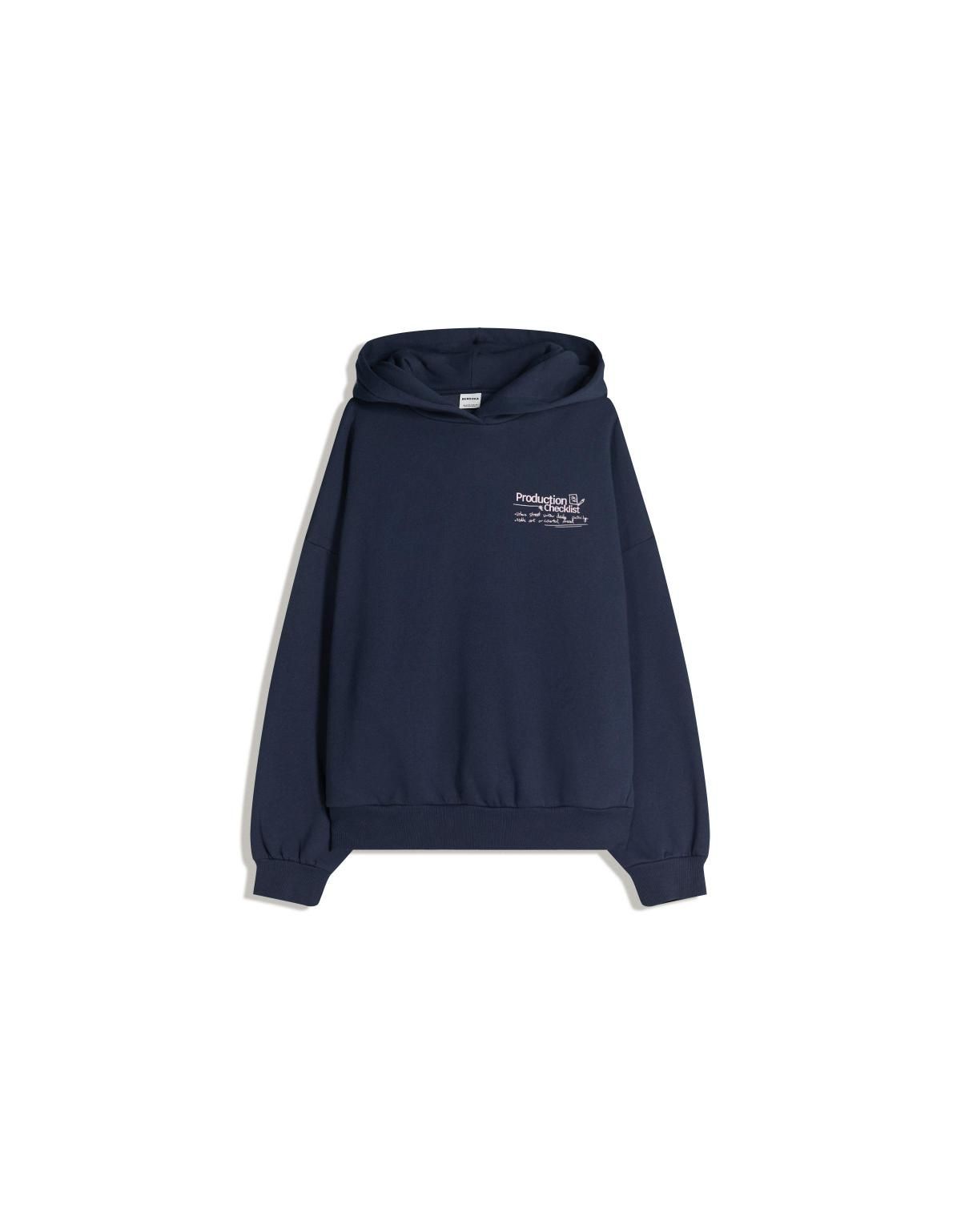 버쉬카 네이비 프린트 캐주얼 스트리트 후드티 7229/218 NAVY - 상세 이미지 3