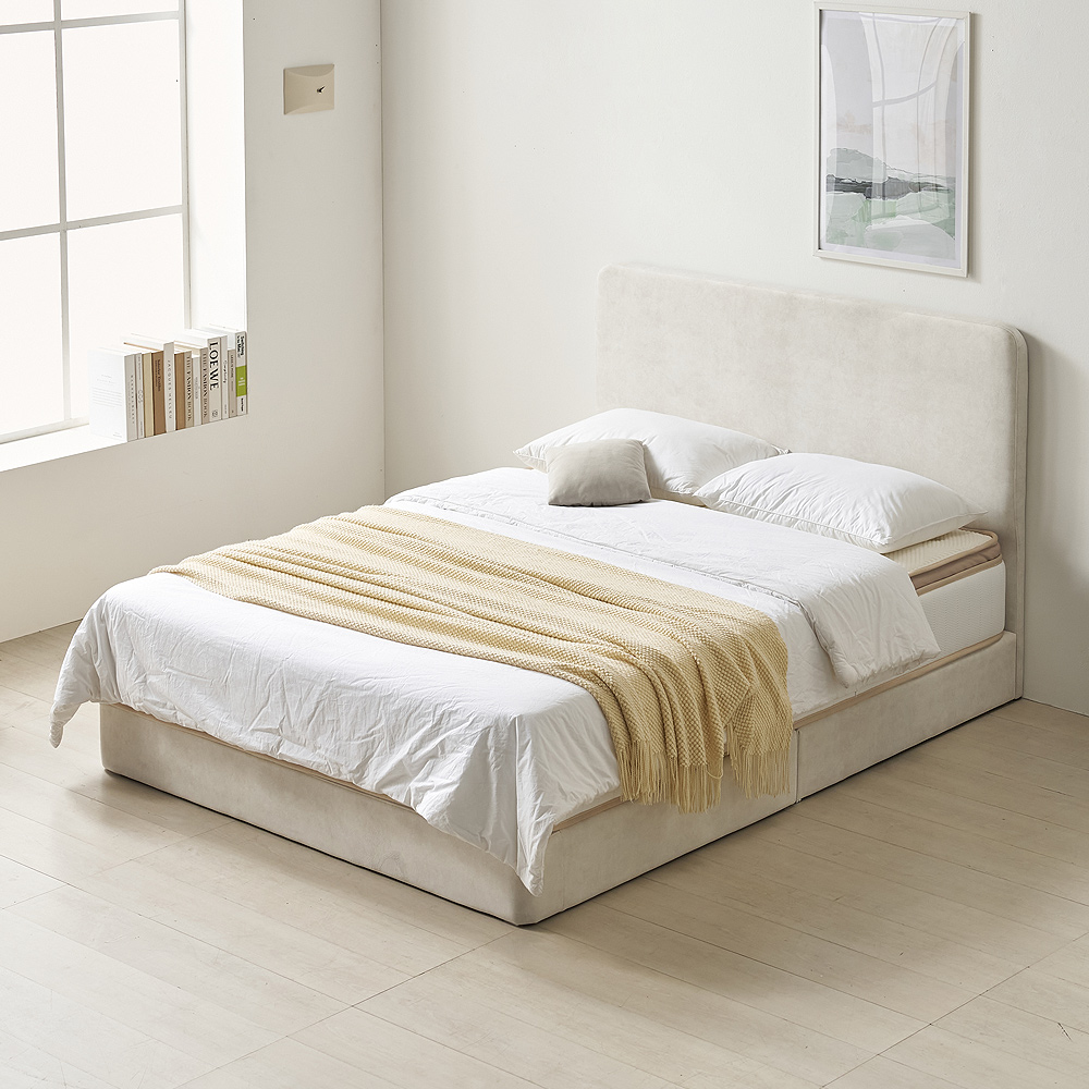 베이론 호텔식 좁은방 신혼 부부 패브릭 호텔 침대프레임 S(싱글), 소프트베이지