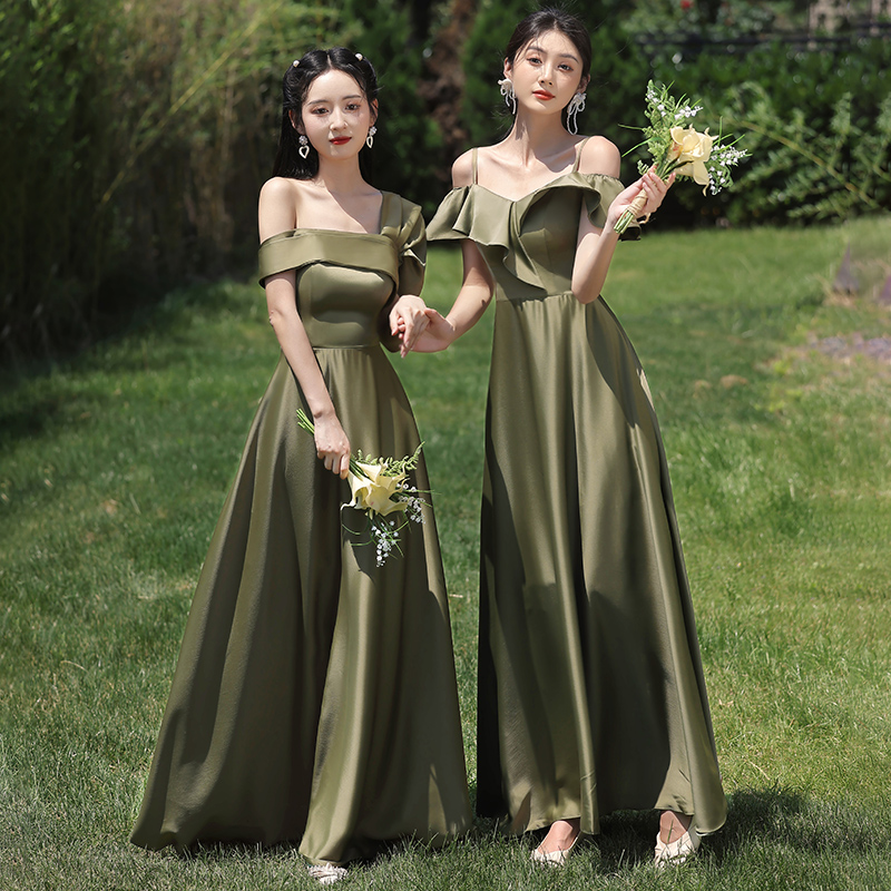 드레스 이브닝 들러리 빅사이즈 스냅 연주회 의상 스몰웨딩 연말파티 오프숄더 셀프 스타일 A 미디 XS - 상세 이미지 5
