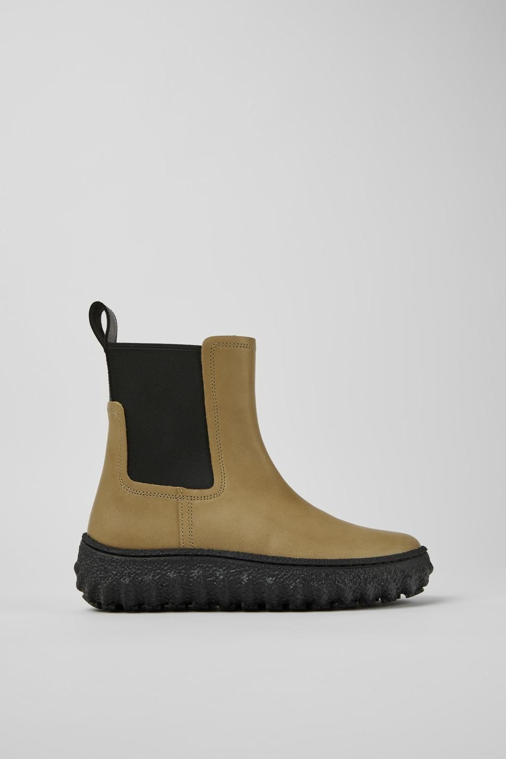 캠퍼 베이지 레더 리사이클 앵클부츠 Ground K400654-004 BEIGE - 상품 이미지