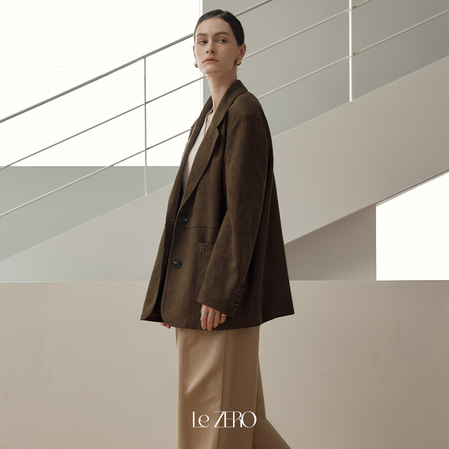 [제로스트릿] 르제로 오버핏 스웨이드 자켓 LeZERO OVERFIT SUEDE JACKET / BROWN - 상세 이미지 2