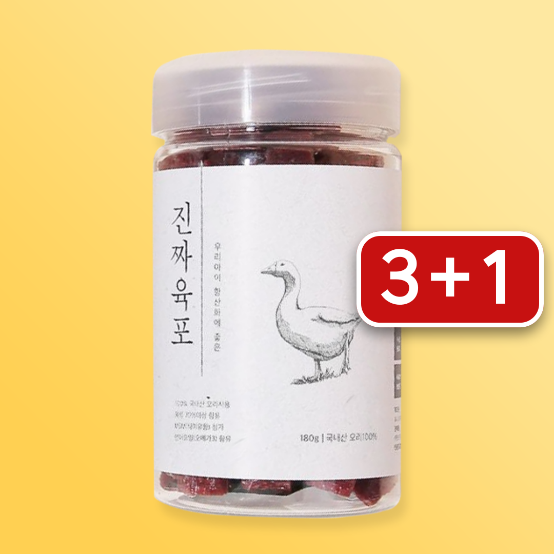 [3+1] 강아지오리간식 진짜육포 건강한 강아지간식 건조 국내산 오리고기, 180g, 1개 - 상품 이미지