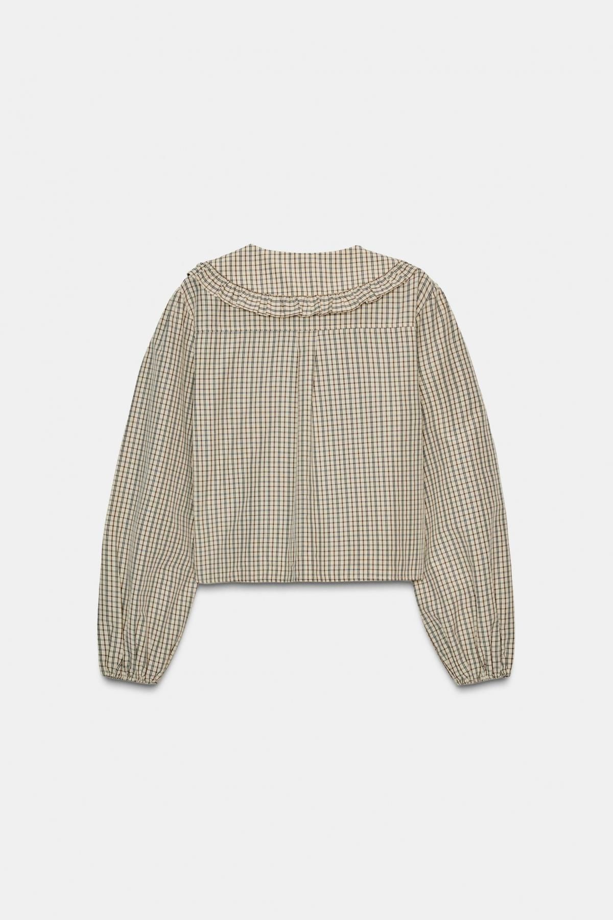 자라 체크 빅카라 긴팔 셔츠 3067/831 ECRU / BROWN - 상세 이미지 3