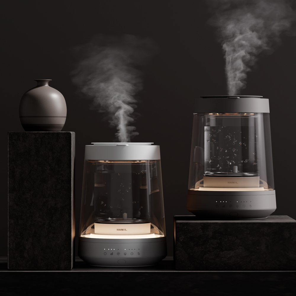 한일 가습기 가열식 대용량 신생아 아기 물멍 유리 저소음 가습기 화이트 26년 신제품