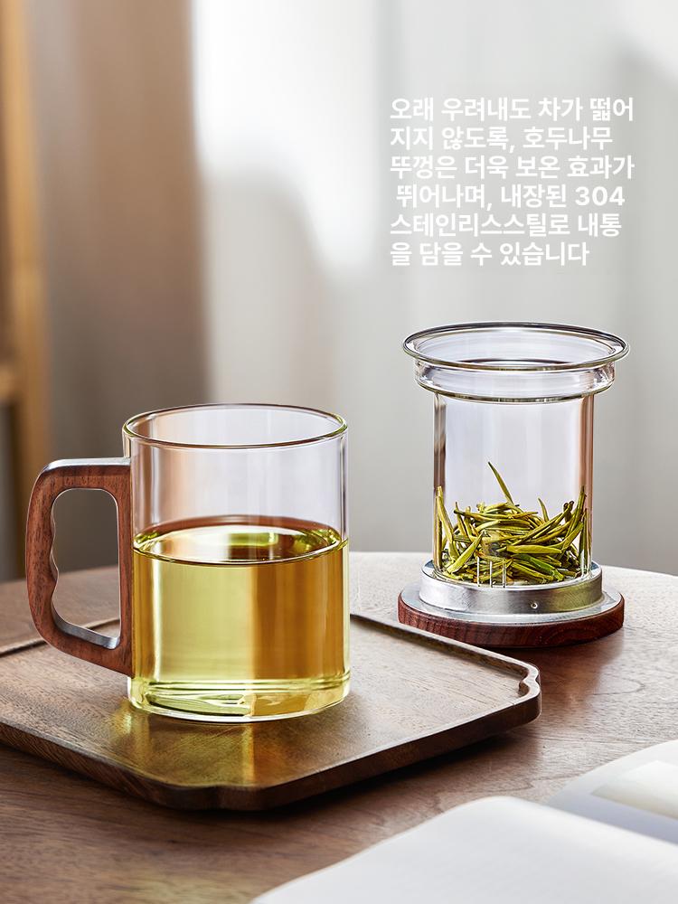 티 유리 추억 컵수집가 옛날컵 복고풍인테리어 예쁜 스타일 차주전자 빈티지 소품 스모크그레이 우드 컵 400ml 200ml~400ml - 상세 이미지 5