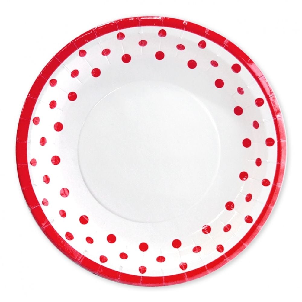 9in 도트라인접시(레드) - 상품 이미지