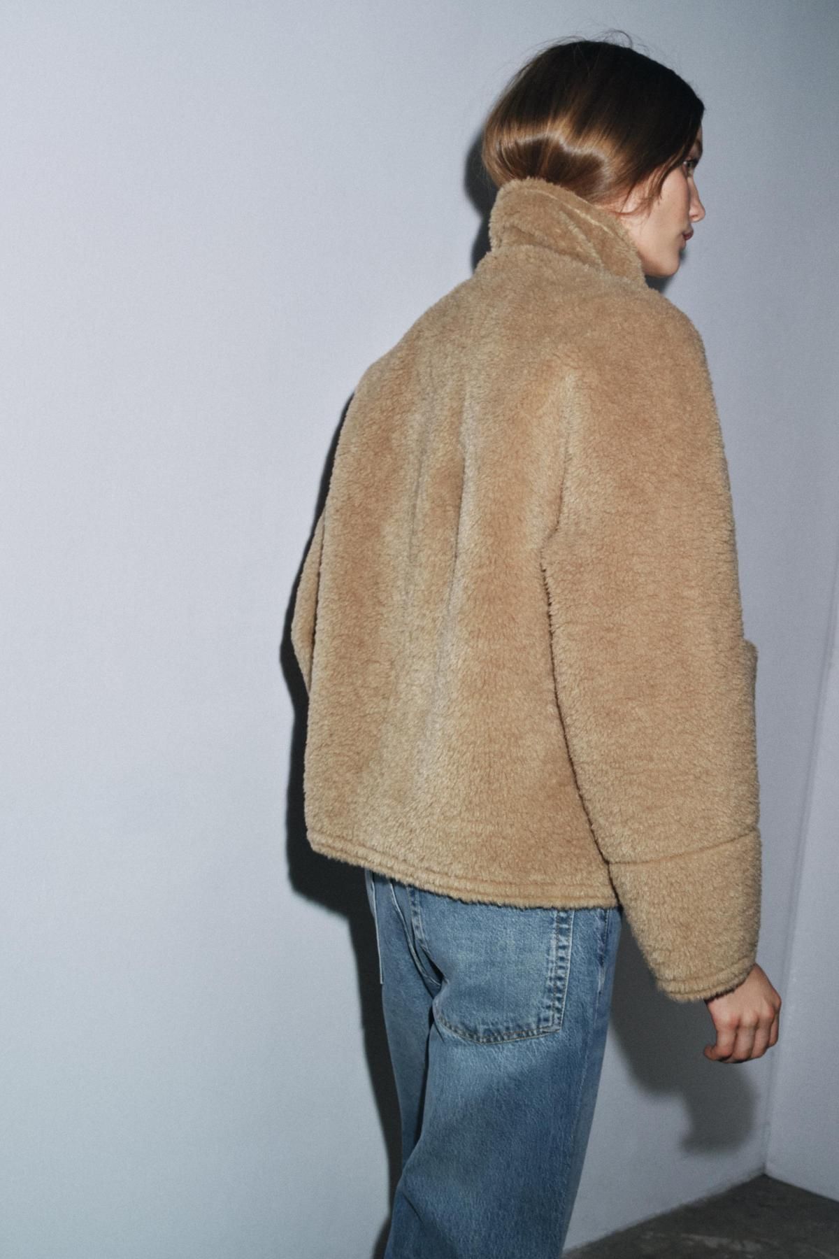 자라 테크니컬 에코퍼 하이넥 더블페이스 무스탕 자켓 3548/242 MID-CAMEL - 상세 이미지 4