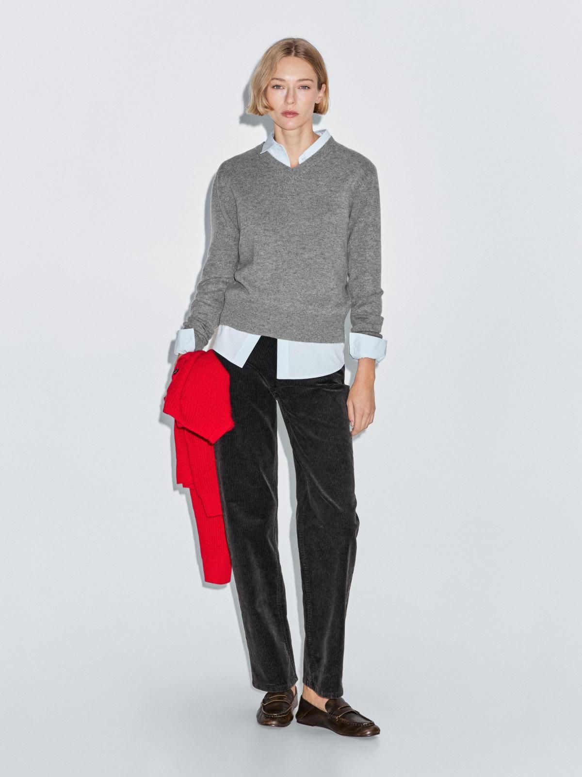 마시모두띠 베이직 울 블렌드 브이넥 니트 스웨터 5611/593 GREY MARL - 상세 이미지 2