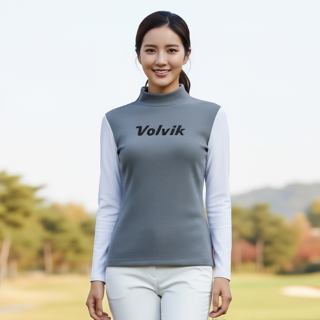 볼빅 여자 겨울 하이넥 우븐믹스 항균 스판 골프웨어 터틀넥 티셔츠 - 상품 이미지