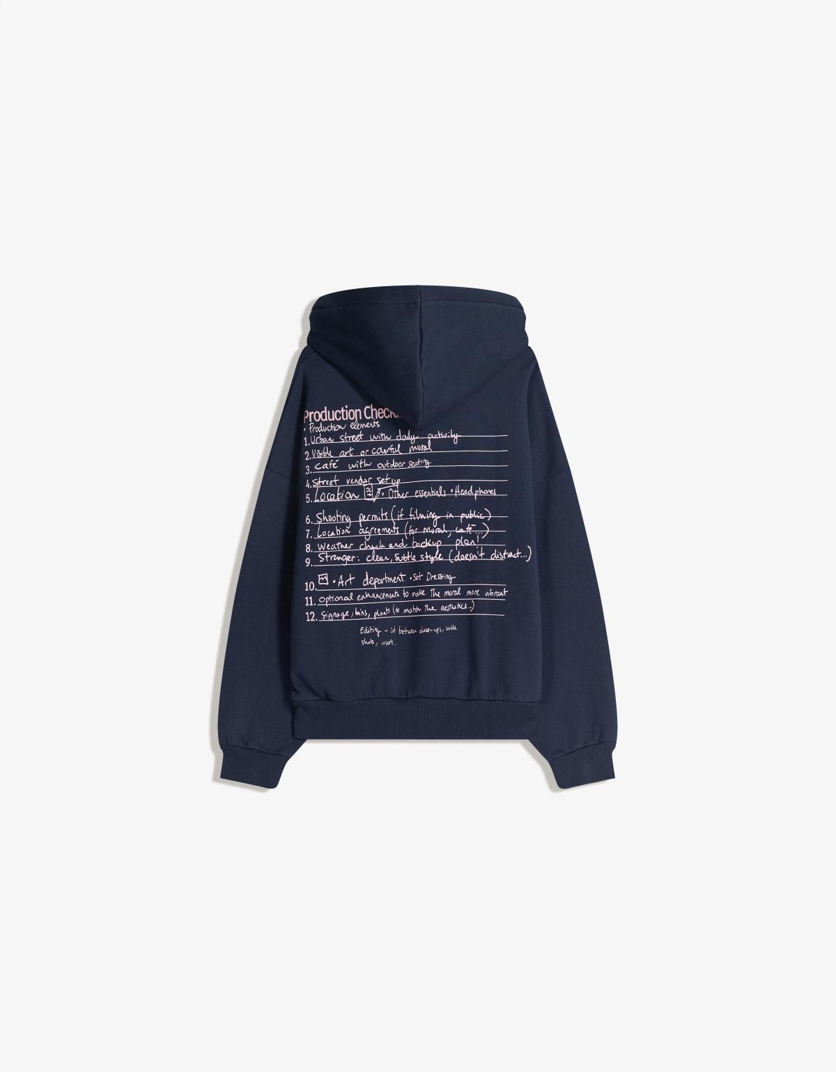 버쉬카 네이비 프린트 캐주얼 스트리트 후드티 7229/218 NAVY - 상세 이미지 2