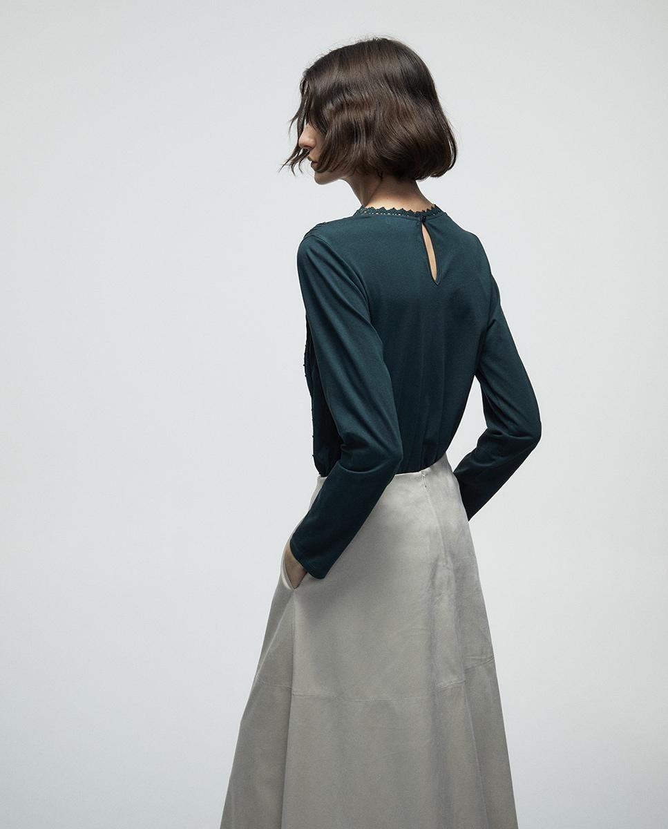 스페라 레이스 플루메티 라운드넥 긴팔 티셔츠 58360105884 VERDE OSCURO - 상세 이미지 4