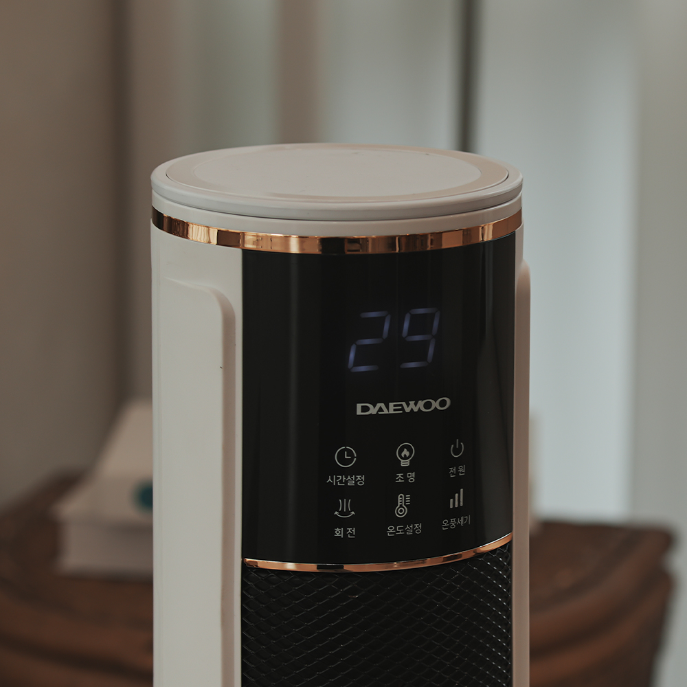 가정용 히터 PTC 온풍기 불멍 리모컨 사무실 타워형 난로 PT2033R