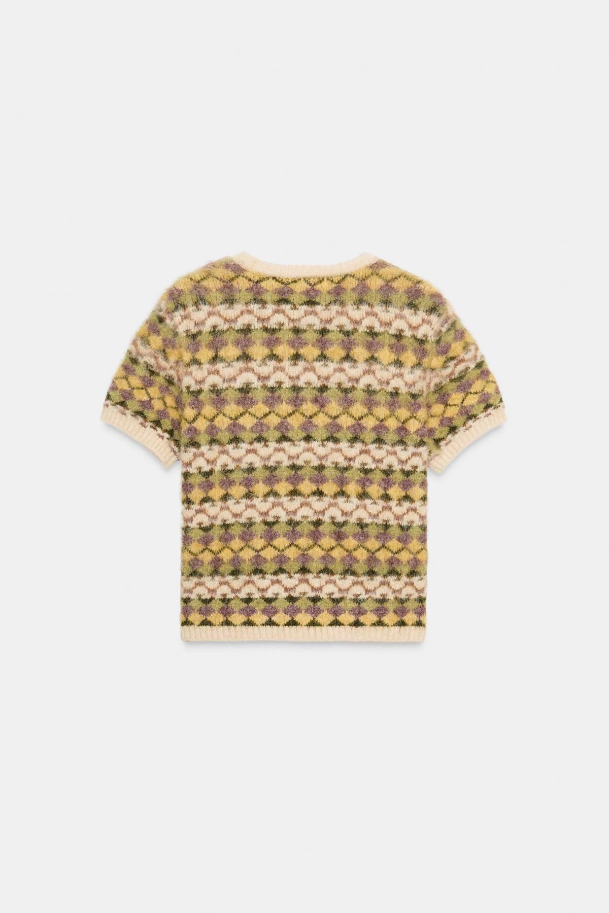 자라 브러쉬드 자카드 라운드넥 반팔 니트 스웨터 9874/105 MULTICOLOURED - 상세 이미지 5