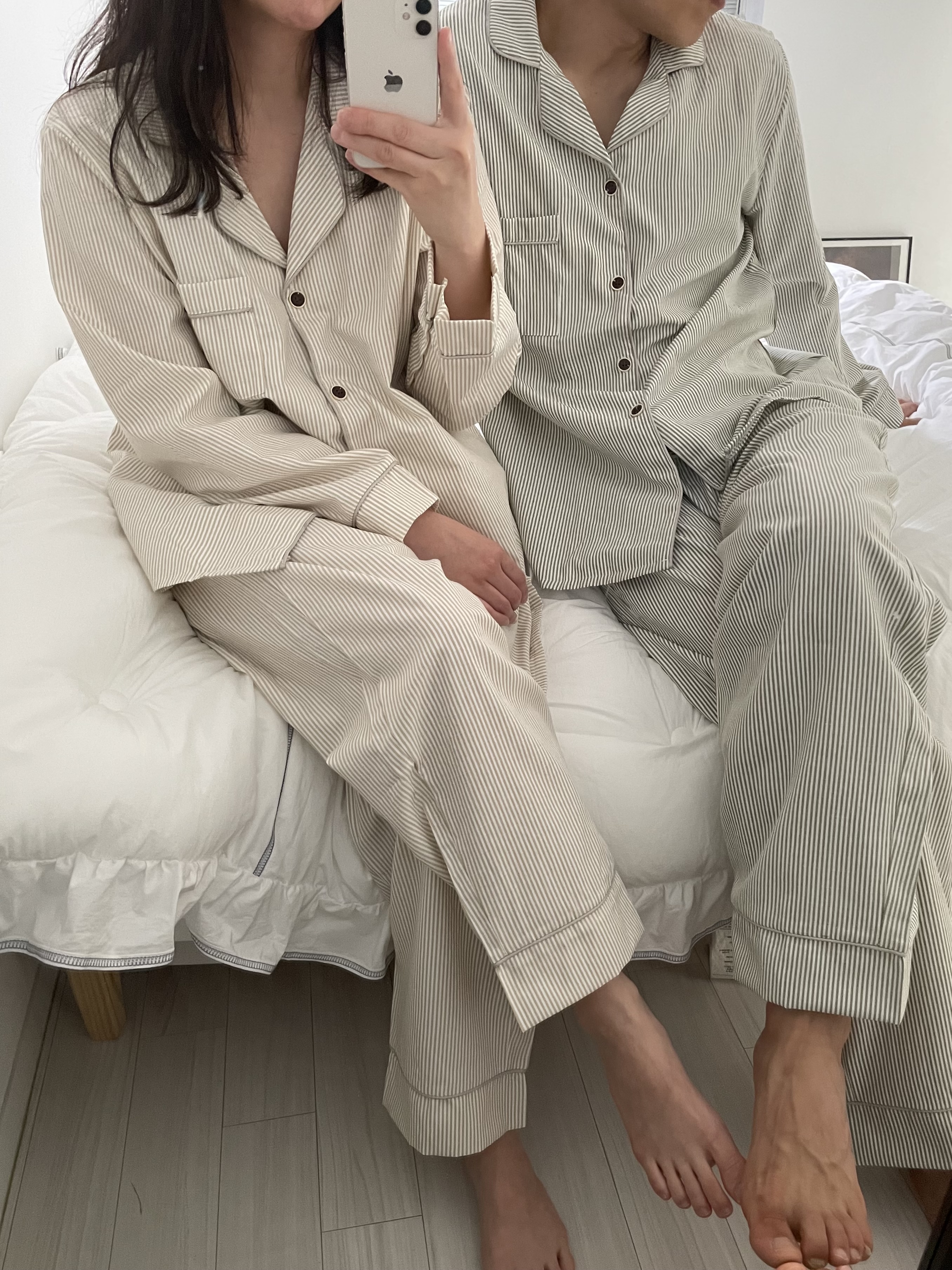 커플잠옷 스트라이프 면 파자마 홈웨어 세트 토미줄 - 메인 이미지