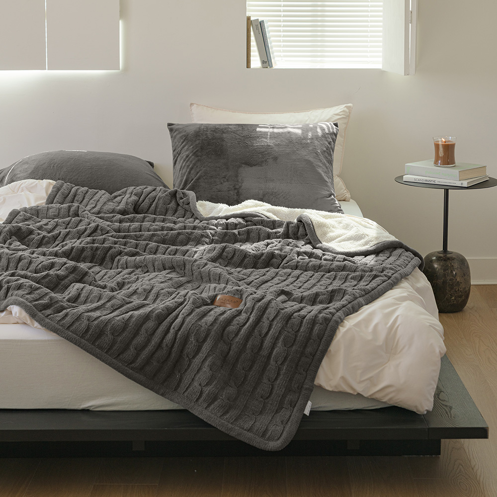 바자르 셔닐사 프리미엄 데일리 니트 양모 이불 극세사 대형 쇼파 담요 블랭킷