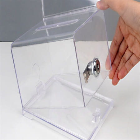 럭키픽스 투명 박스 열쇠잠금 동대표선거 아크릴경품함 추첨함