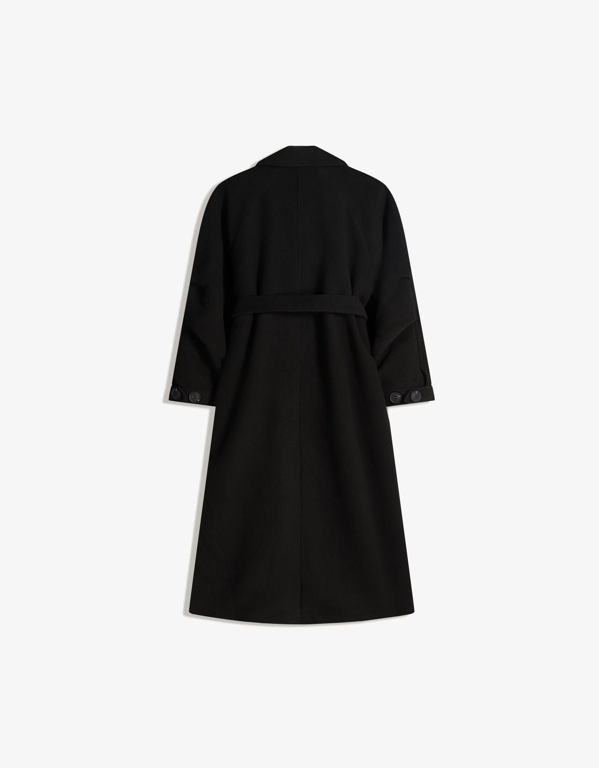 버쉬카 오버사이즈 울 블렌드 벨트 롱코트 6901/759 BLACK - 상세 이미지 2