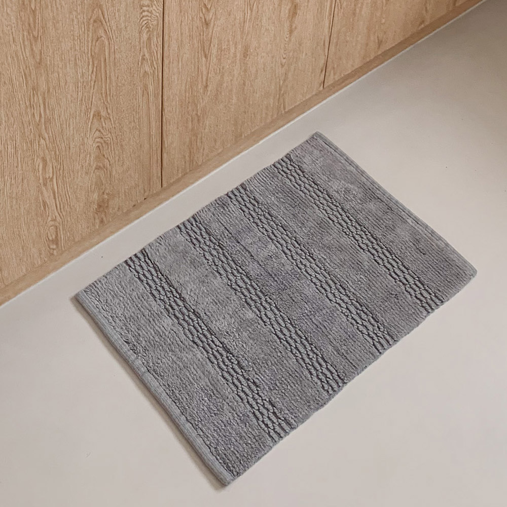 텍스쳐 발매트 코튼 주방 욕실 바스 매트 그레이, 60x40cm