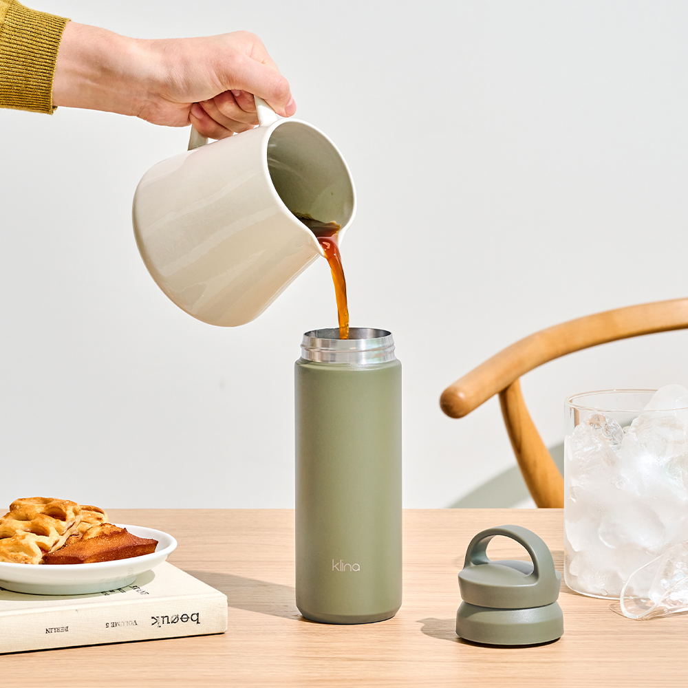 클리나 핸디온 보온 보냉 스텐 텀블러 500ml, 카키 - 상품 이미지