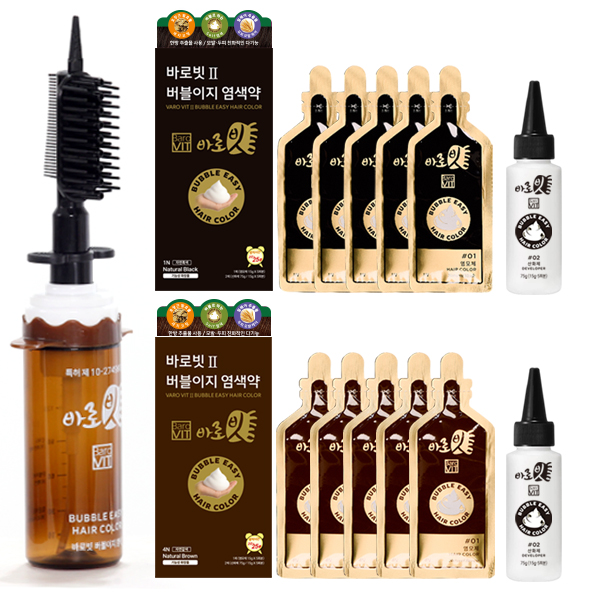 개그우먼 이성미의 바로빗2 염색약세트[전용브러쉬+염모제 5회분] 거품염색 새치커버 흰머리 - 상세 이미지 4