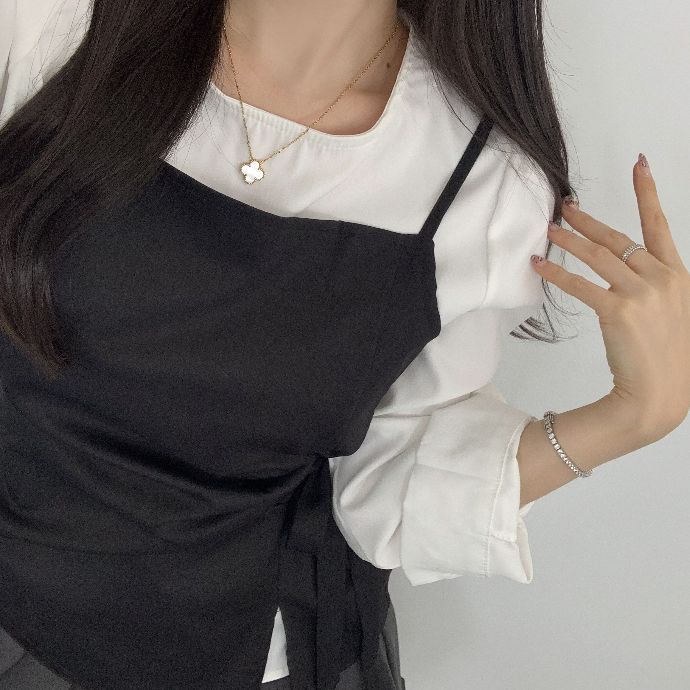 여성 뷔스티에 세트 탑 코디 블라우스 올드머니룩 결혼식하객룩 - 상세 이미지 4