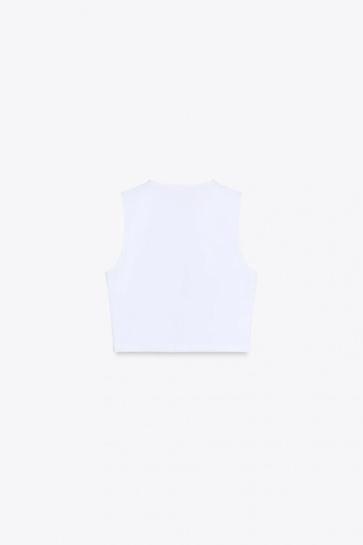 자라 코튼 크롭탑 2335/353 WHITE - 상세 이미지 4