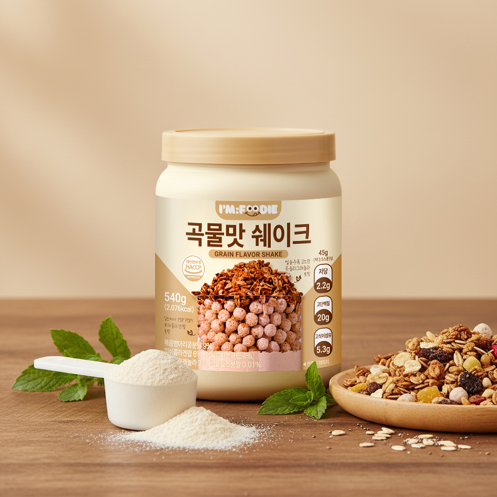 아임푸디 맛있는 단백질 쉐이크 고단백 저당 프로틴 단백질보충제 흑임자맛, 540g, 3개 - 상세 이미지 4