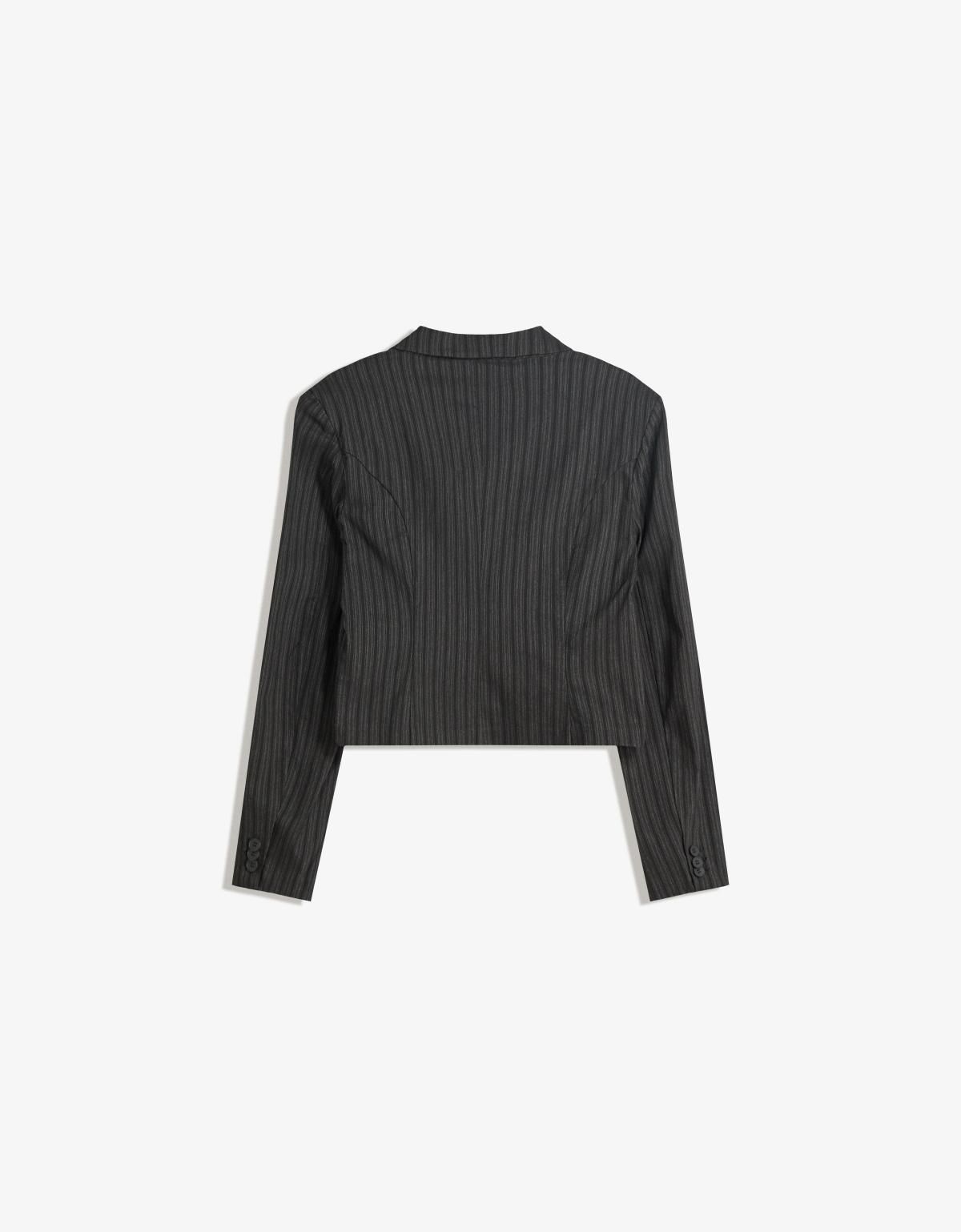 버쉬카 클래식 스트라이프 크롭 테일러드 재킷 6542/710 GREY - 상세 이미지 5