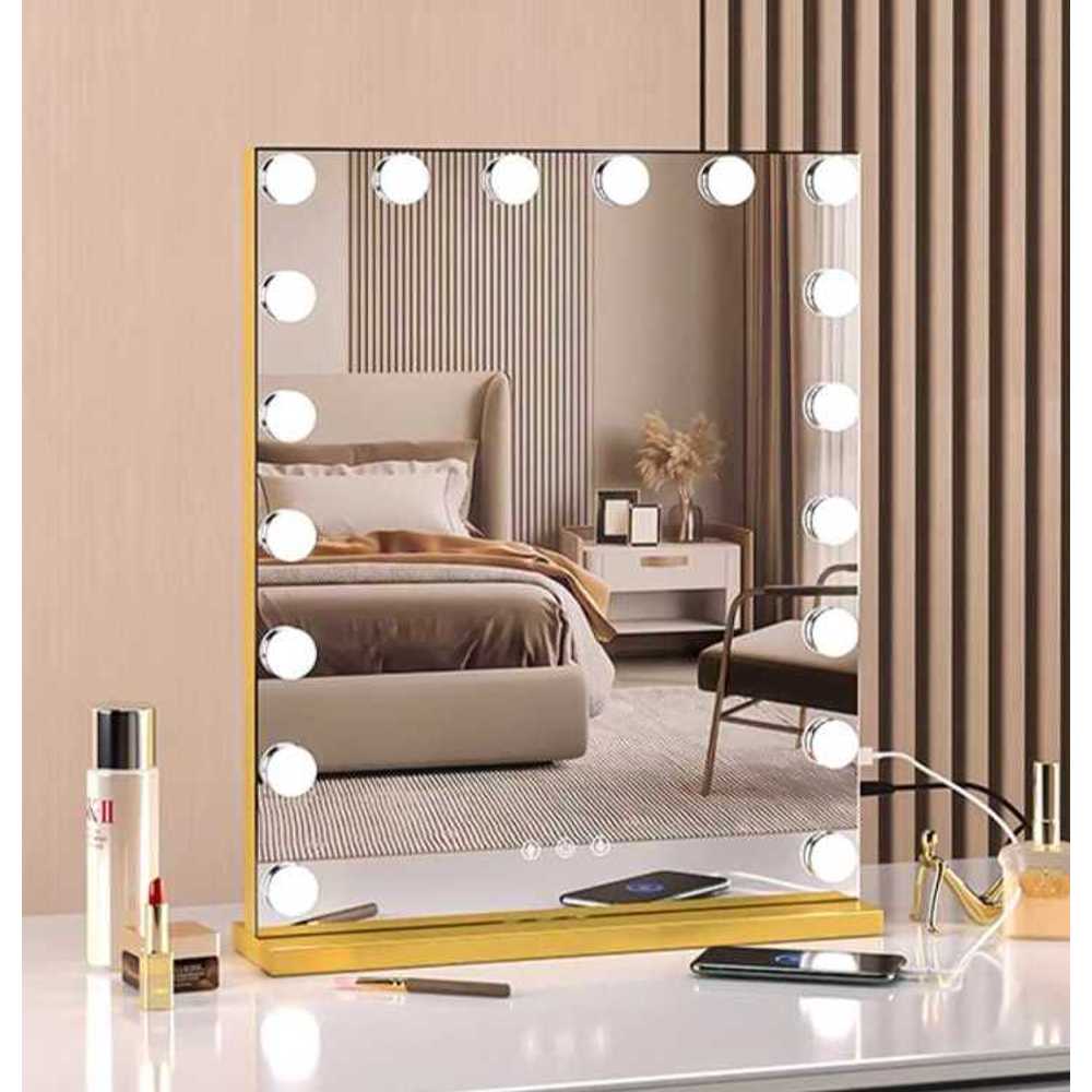 LED 조명거울 화장대용 공주 전구 메이크업 탁상 미러 수평 블랙 + 60x52cm 전구 - 상세 이미지 5