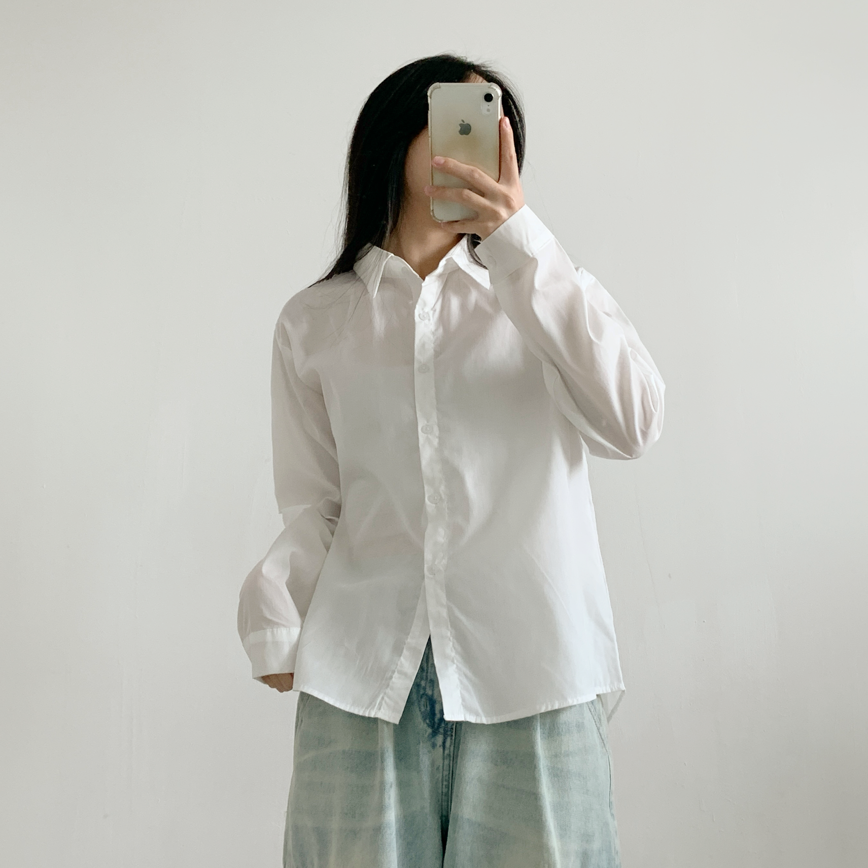 두가지버전 8컬러 기본셔츠 크롭블라우스 무지남방 직장인 오피스룩 루즈핏 - 상세 이미지 5