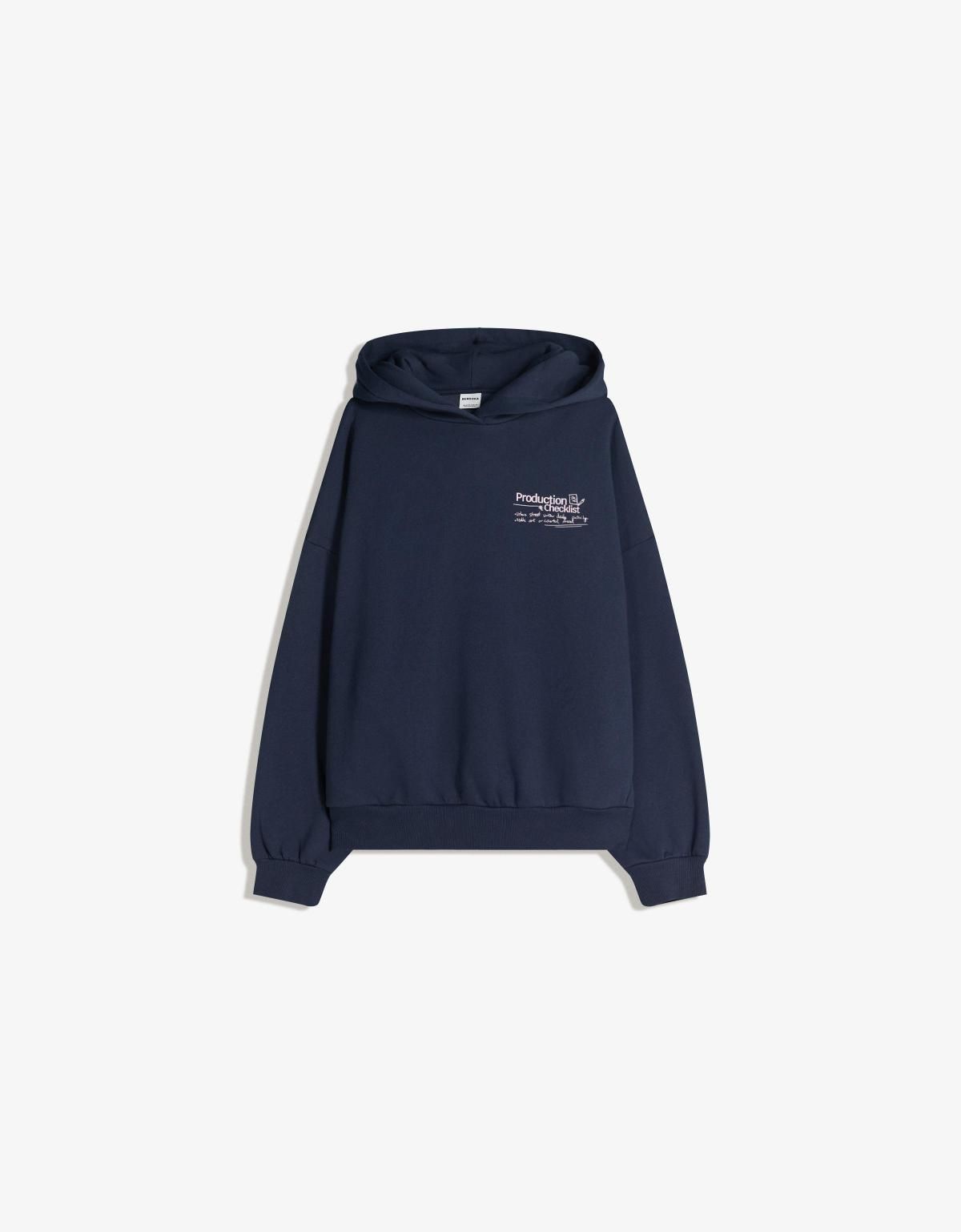버쉬카 네이비 프린트 캐주얼 스트리트 후드티 7229/218 NAVY - 상품 이미지