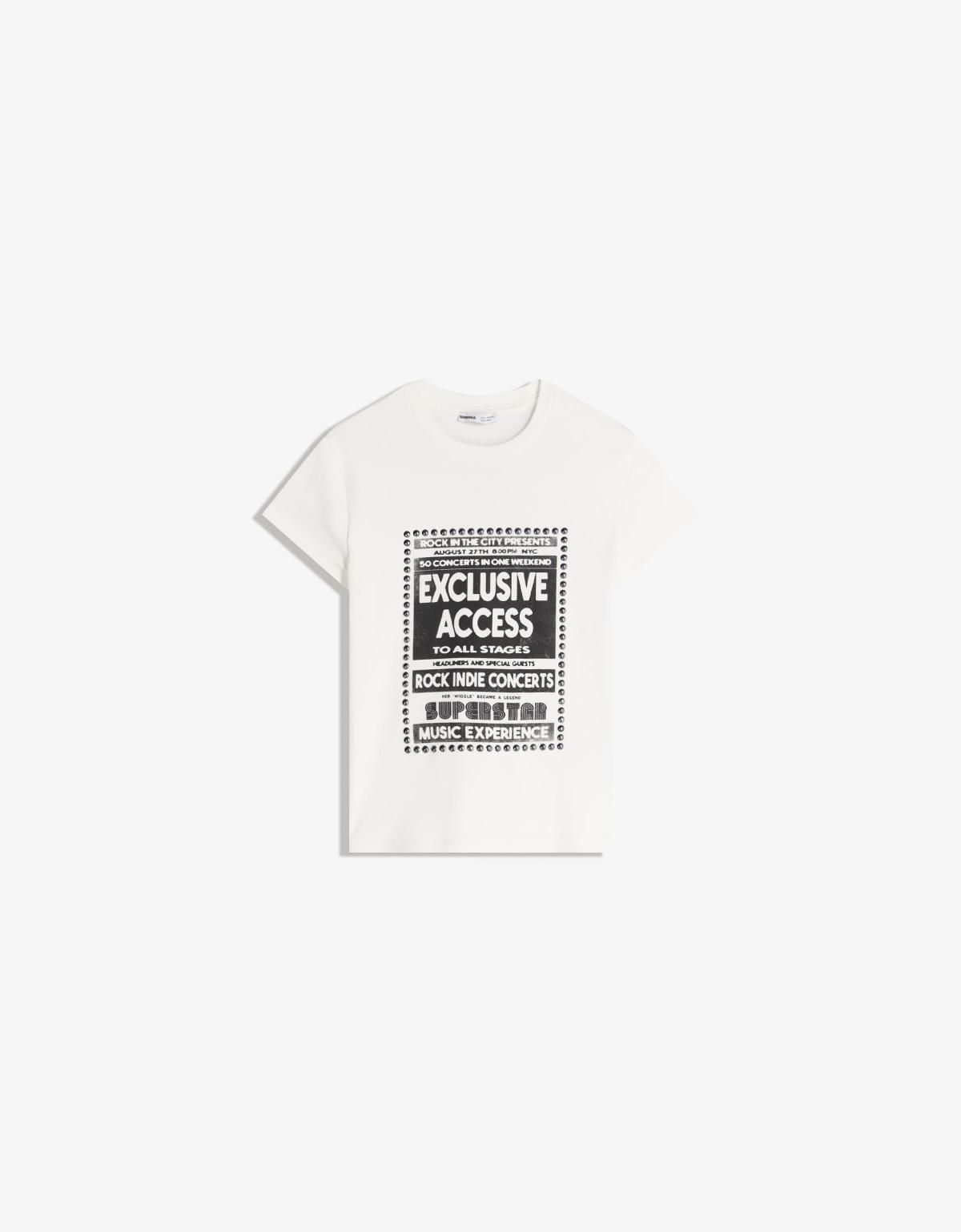 버쉬카 스터드 디테일 프린트 반팔 티셔츠 7843/218 OFF WHITE - 상품 이미지