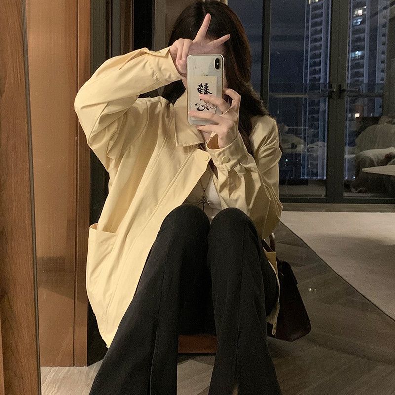 여성 루즈핏 오버핏 카라 자켓 점퍼 바람막이 간절기 아우터 데일리 캐주얼 빅사이즈 캠퍼스룩 베이직 봄 가을 - 상세 이미지 3