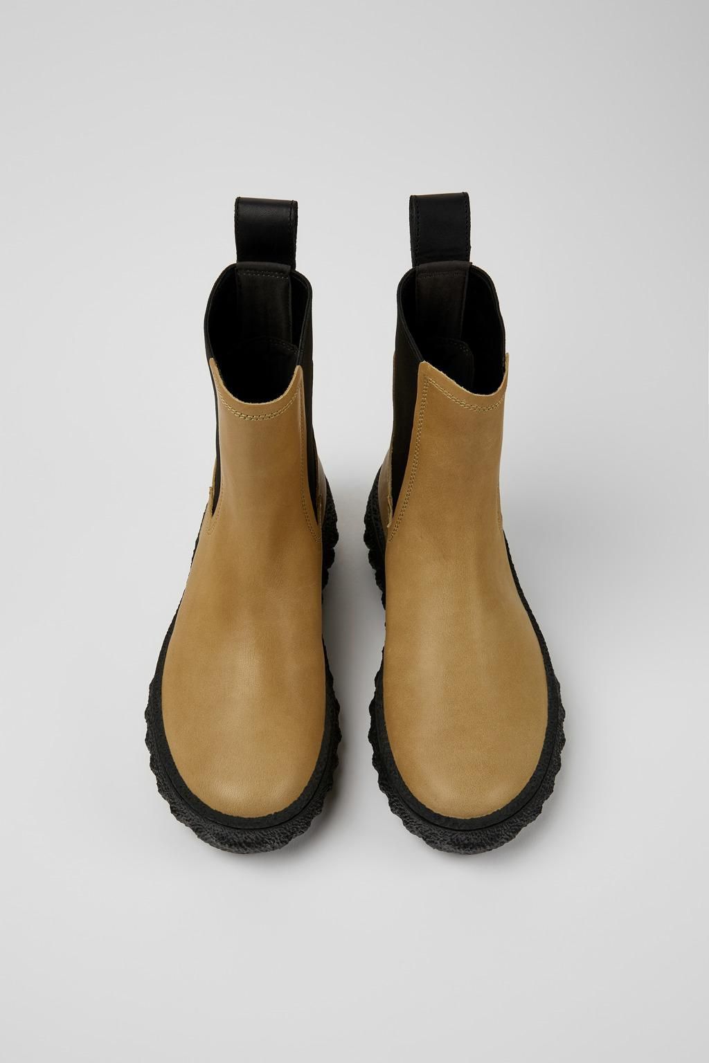 캠퍼 베이지 레더 리사이클 앵클부츠 Ground K400654-004 BEIGE - 상세 이미지 4