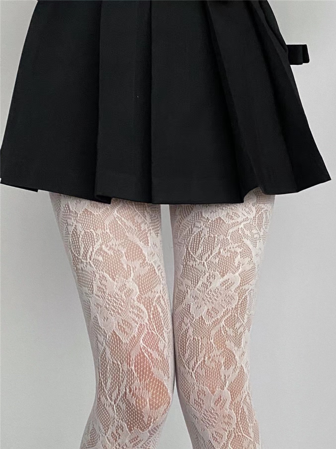 레이스 스타킹 꽃무늬 발목 앵클 피쉬넷 타이즈 여성용 코나 메쉬 덧신 플라워 블랙 프리사이즈 - 상세 이미지 3