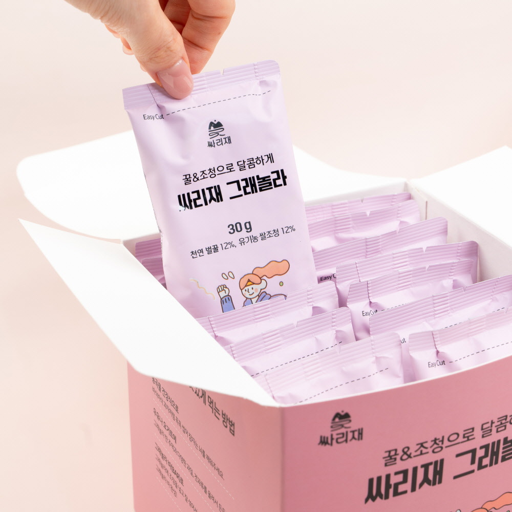 싸리재 국산 귀리 수제 그래놀라, 저당 통곡물 오트밀 씨리얼 그레놀라 30g, 14개 - 상품 이미지