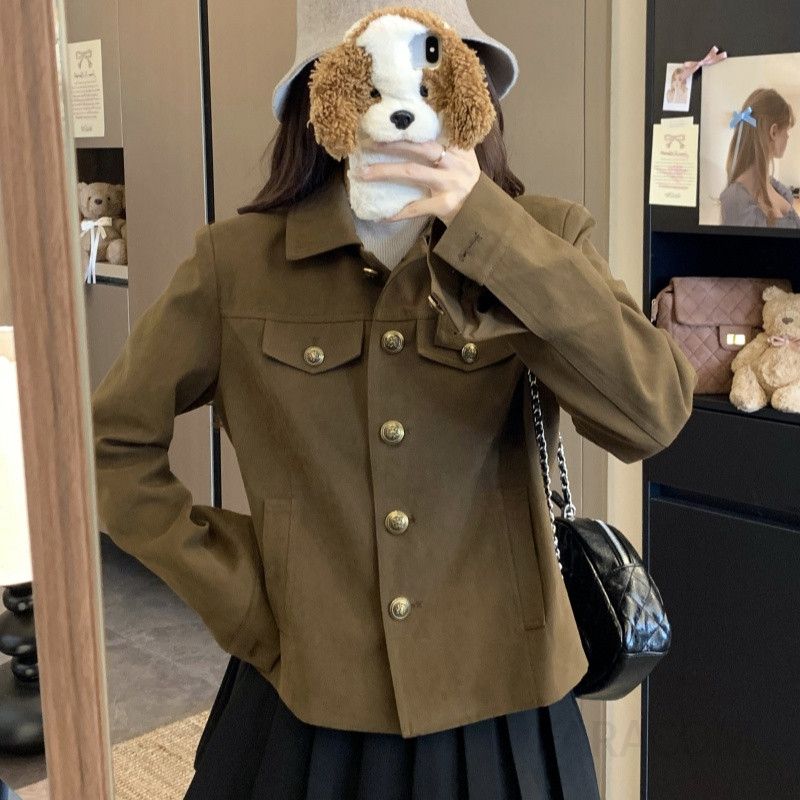 가을 여성용 오버핏 라펠 크래프트 코트 스타일 모던 자켓 캐주얼 아우터 재킷 다용도 느낌 편안한 착용감 - 상세 이미지 3