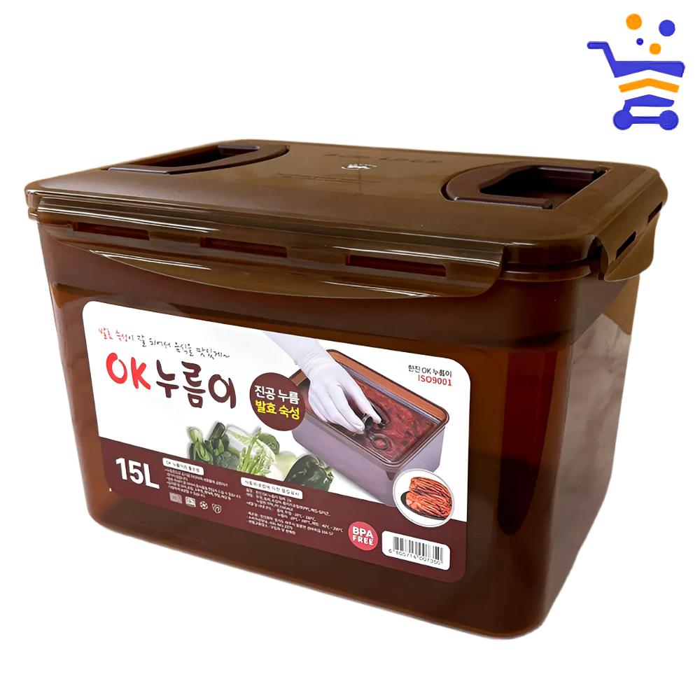 국산 OK 누름이 밀폐 김치통 짱아찌통 동치미통 15L 대량 업소 김장김치 보관 저장 용기 - 메인 이미지