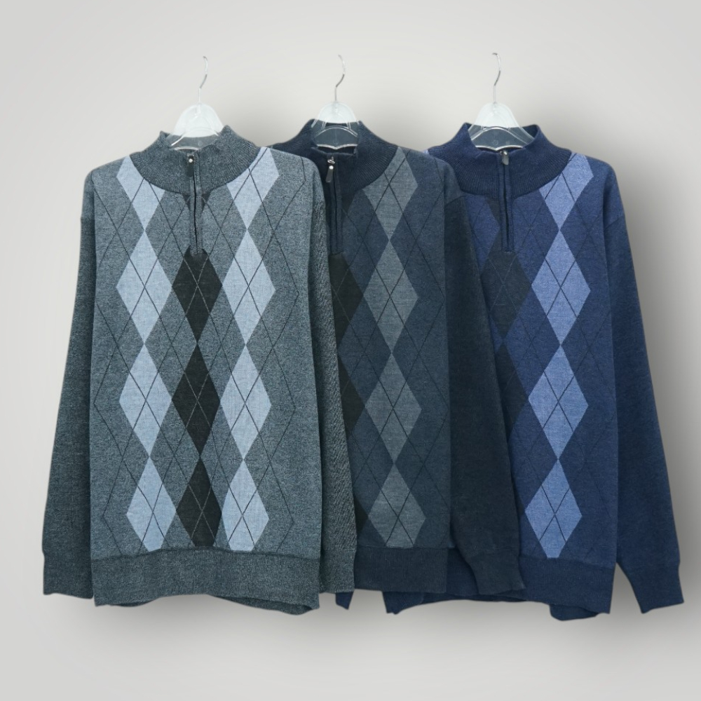 조이마담 MT50016 속기모 배색다이아 반집업 티셔츠 중년남성의류 아빠옷 - 상세 이미지 3