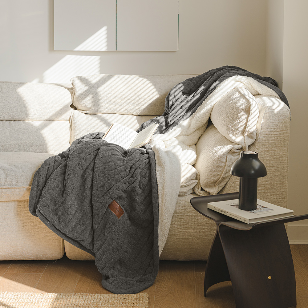 바자르 셔닐사 프리미엄 데일리 니트 양모 이불 극세사 대형 쇼파 담요 블랭킷