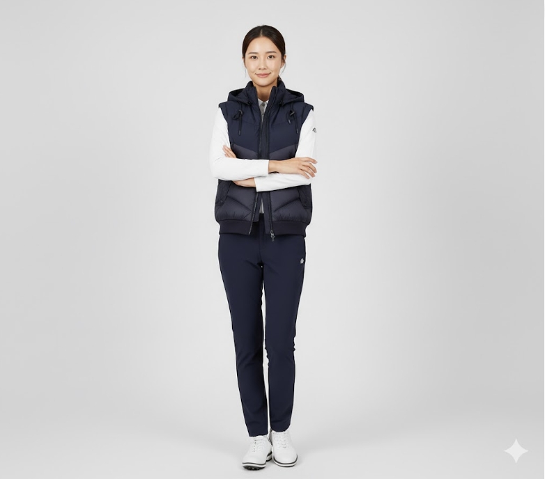팬텀골프 여성 겨울 배스트 일상 필드룩 루즈핏 골프웨어 다운 패딩조끼 - 상세 이미지 3