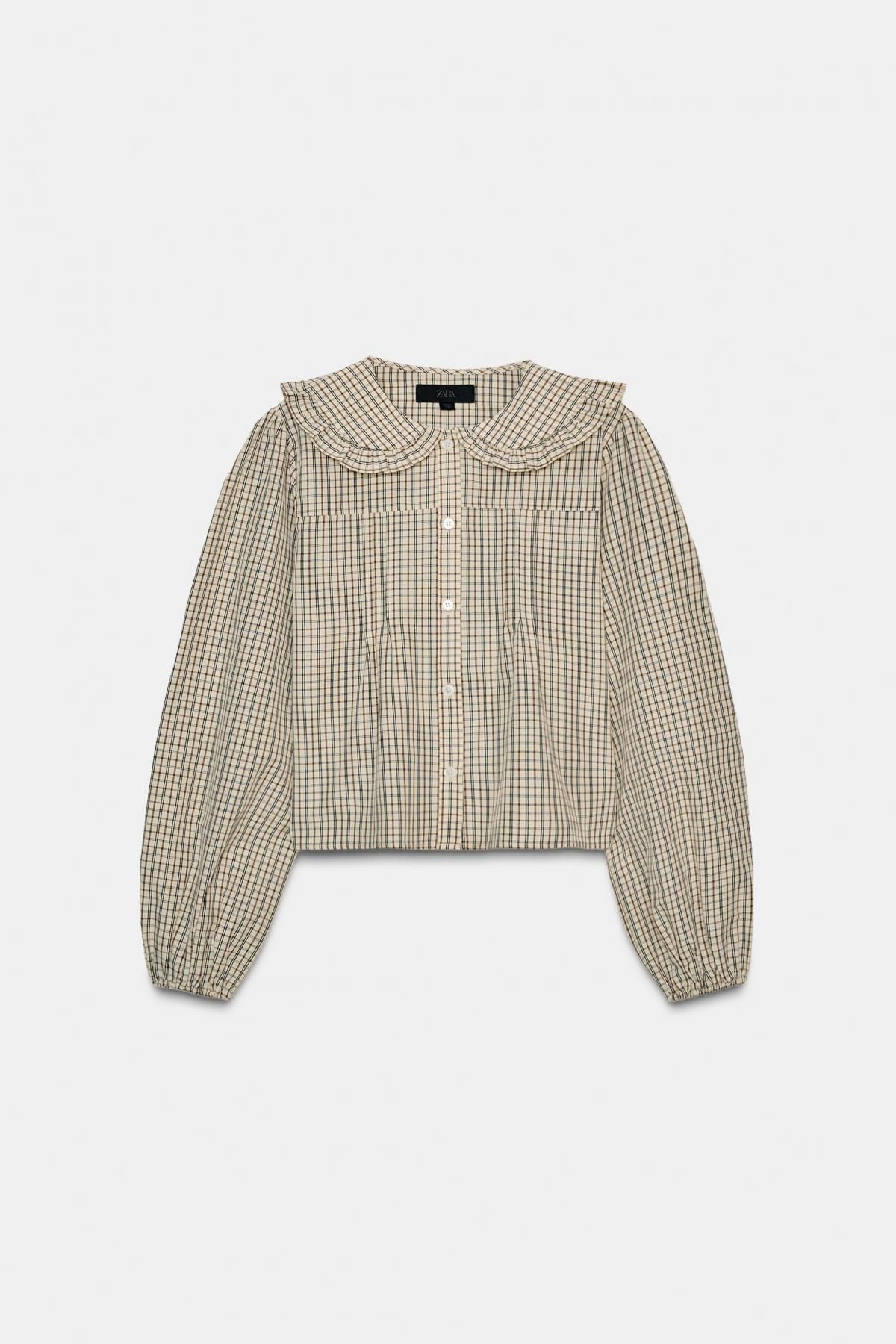 자라 체크 빅카라 긴팔 셔츠 3067/831 ECRU / BROWN - 상품 이미지