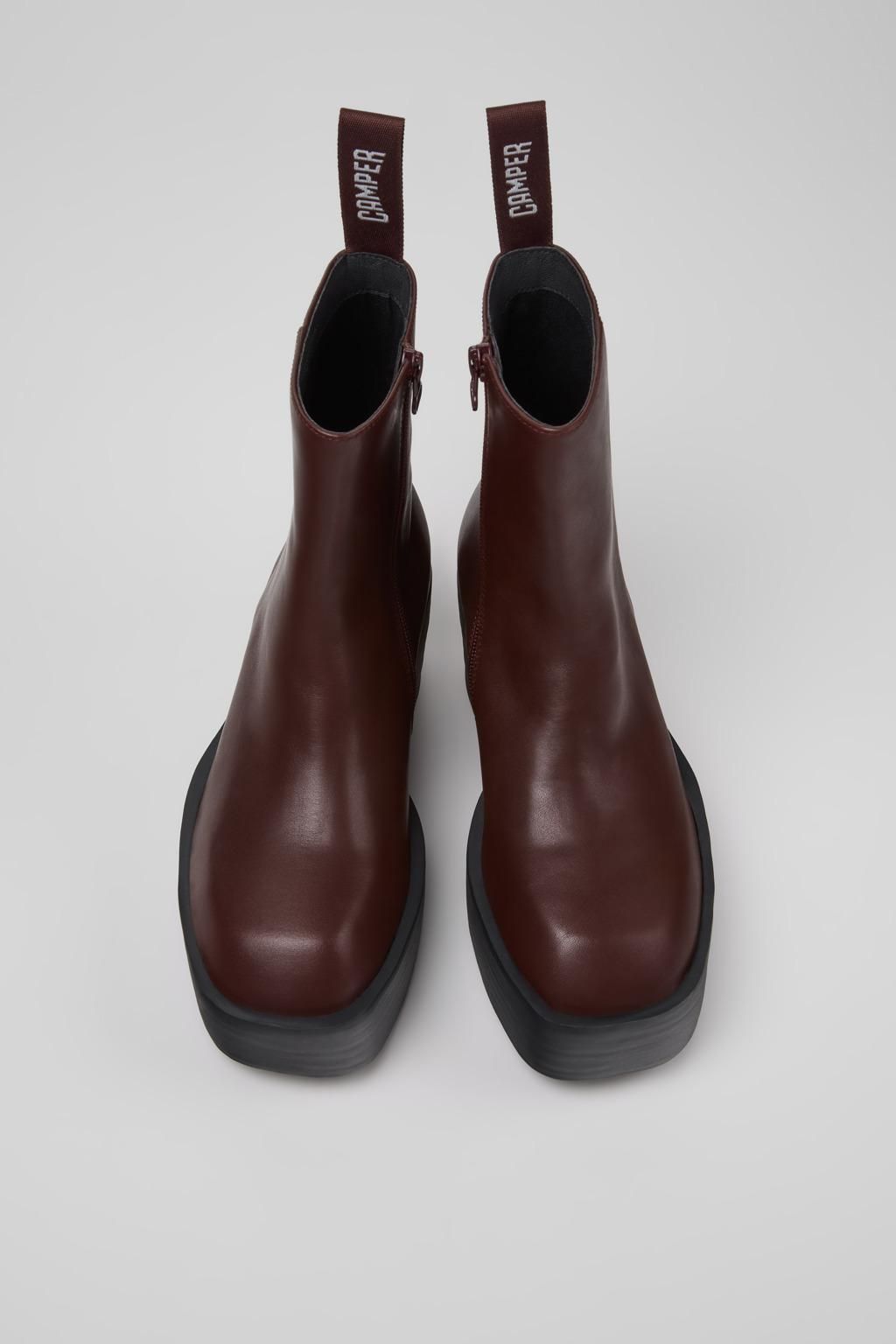 캠퍼 플랫폼 버건디 레더 미들부츠 여성 Billie K400754-007 BURGUNDY - 상세 이미지 4