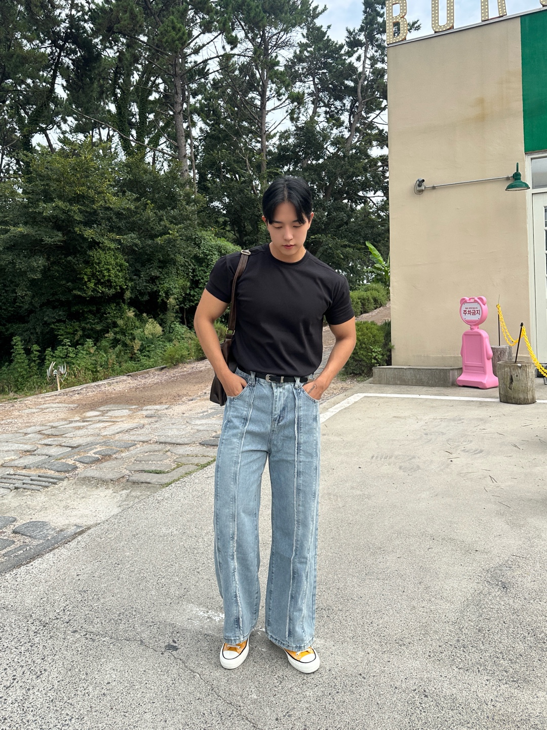 남자와이드청바지 연청바지 통청바지 - 상세 이미지 2